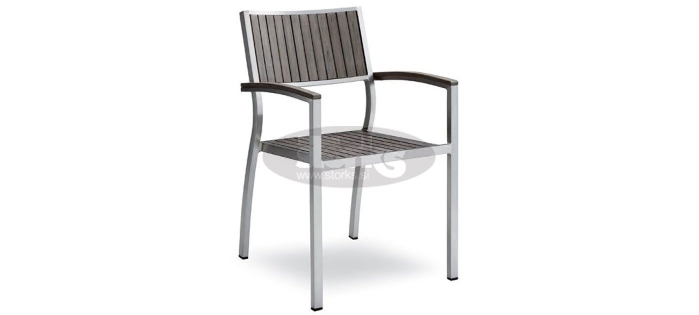 Mediterranea techno wood stol z rokonasloni, barva: siva/grey
