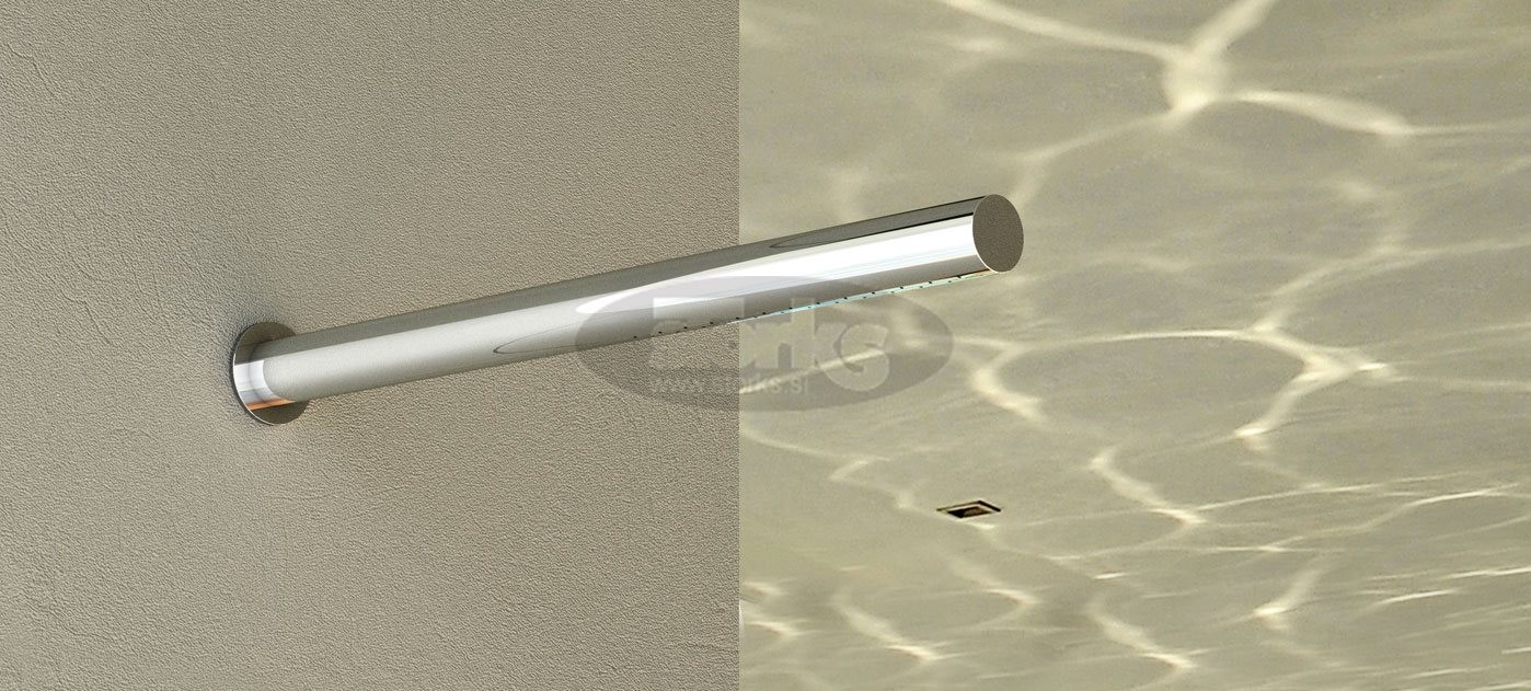 Line W, wall outside shower