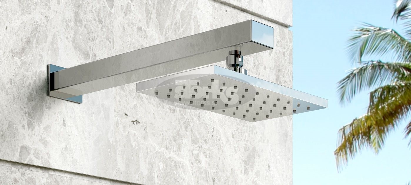 Square W, wall outside shower