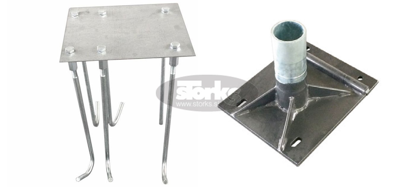Nosilec za v beton s temeljem dimenzije 70 x 70 x v50 cm in nosilcem