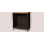 Black Work Table with Wheels and Open Compartment, Black Version