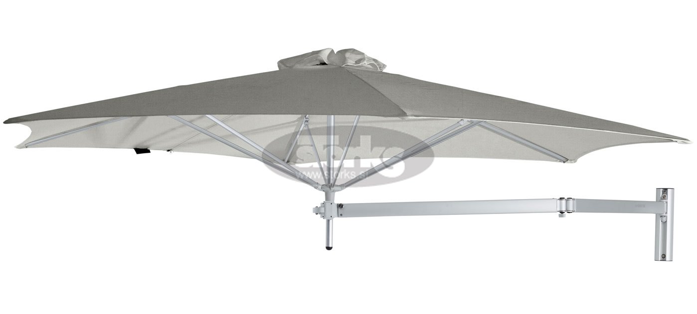 Paraflex stenski okrogel senčnik, R 300 cm z Neo roko in stenskim nosilcem