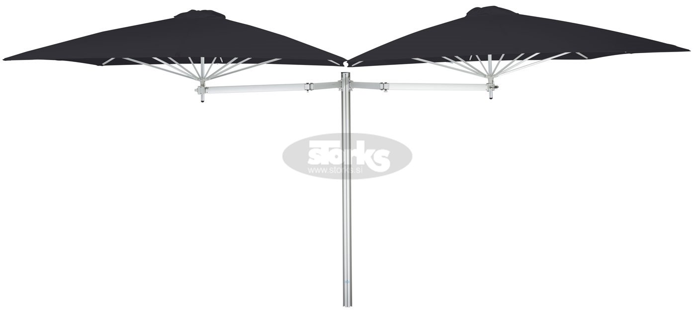 Paraflex DUO okrogel senčnik, 230 x 230 cm z NEO roko in stebrom