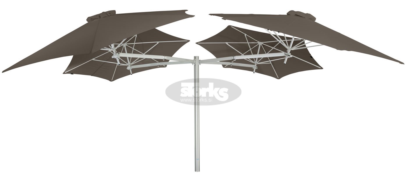 Paraflex MULTI 4 okrogel senčnik, R300 cm z NEO roko in stebrom