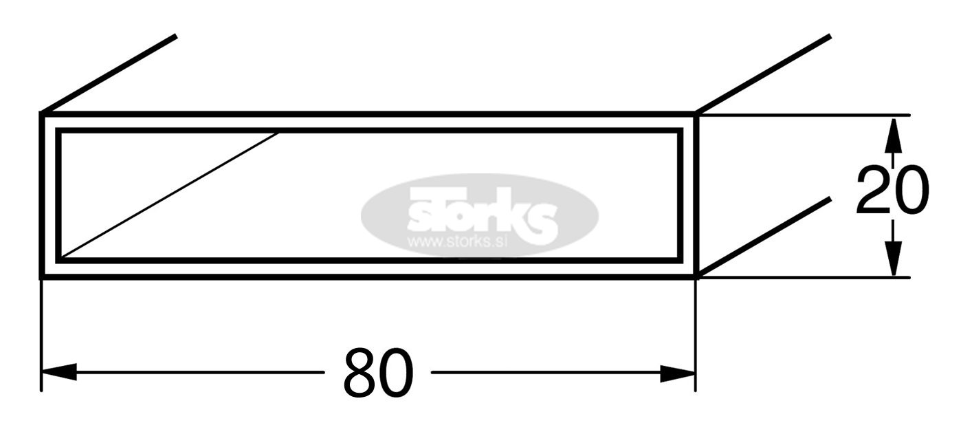Aluminijasti SF profil 80 x 20 x 2 mm