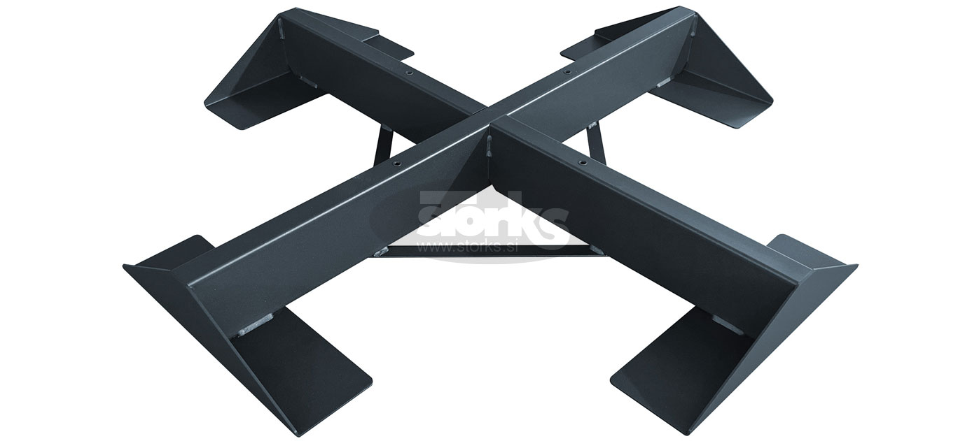 Križna metalna baza za suncobrane s bočnim stupom