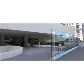 G401 Bewegliche Glas Windschutzwand 0,98 x 0,8 - 1,5 m