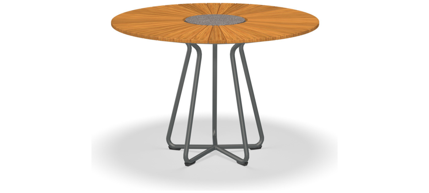 HOUE Circle jedilna miza Ø110 cm, Bambus / siva aluminij
