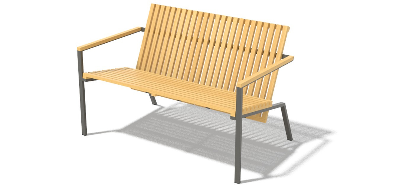 Egoe Axis two-seat bench with armrests