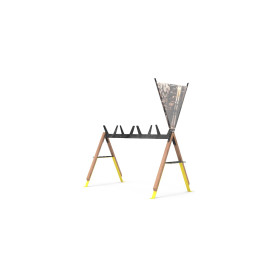 Egoe Cabra večnamensko stojalo za smuči in kolesa, jatoba, s panojem, 260 x 129 cm