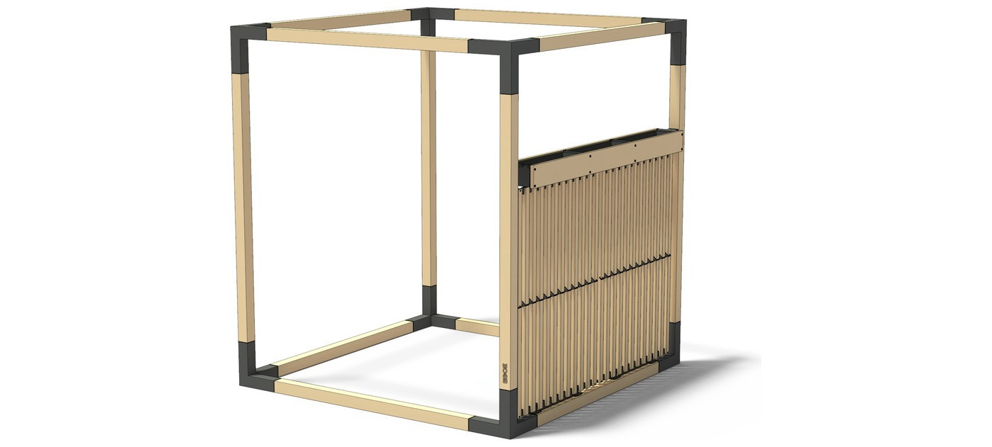 Egoe LEVA Zweidrittel-Lamellenwand mit Holz-Blumenkasten, Lärche