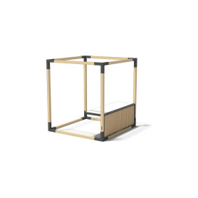 Egoe LEVA one-third size slat wall with integrated table, larch