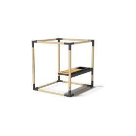Egoe LEVA Außenküchen-Arbeitsplatte mit Grill, quadratischer Grill ONEQ, gedämpfte Robinie