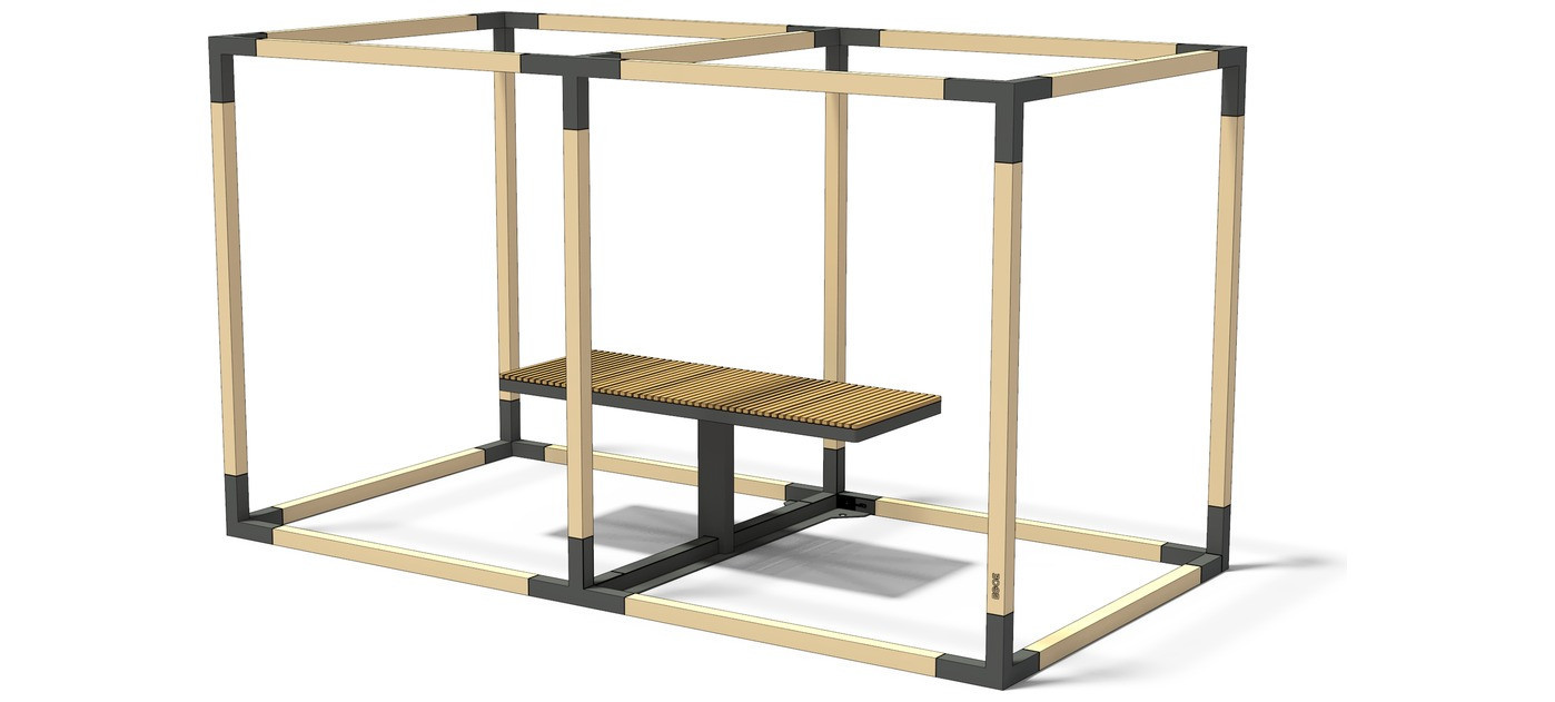 Egoe LEVA integrated table for double cube with slatted table top
