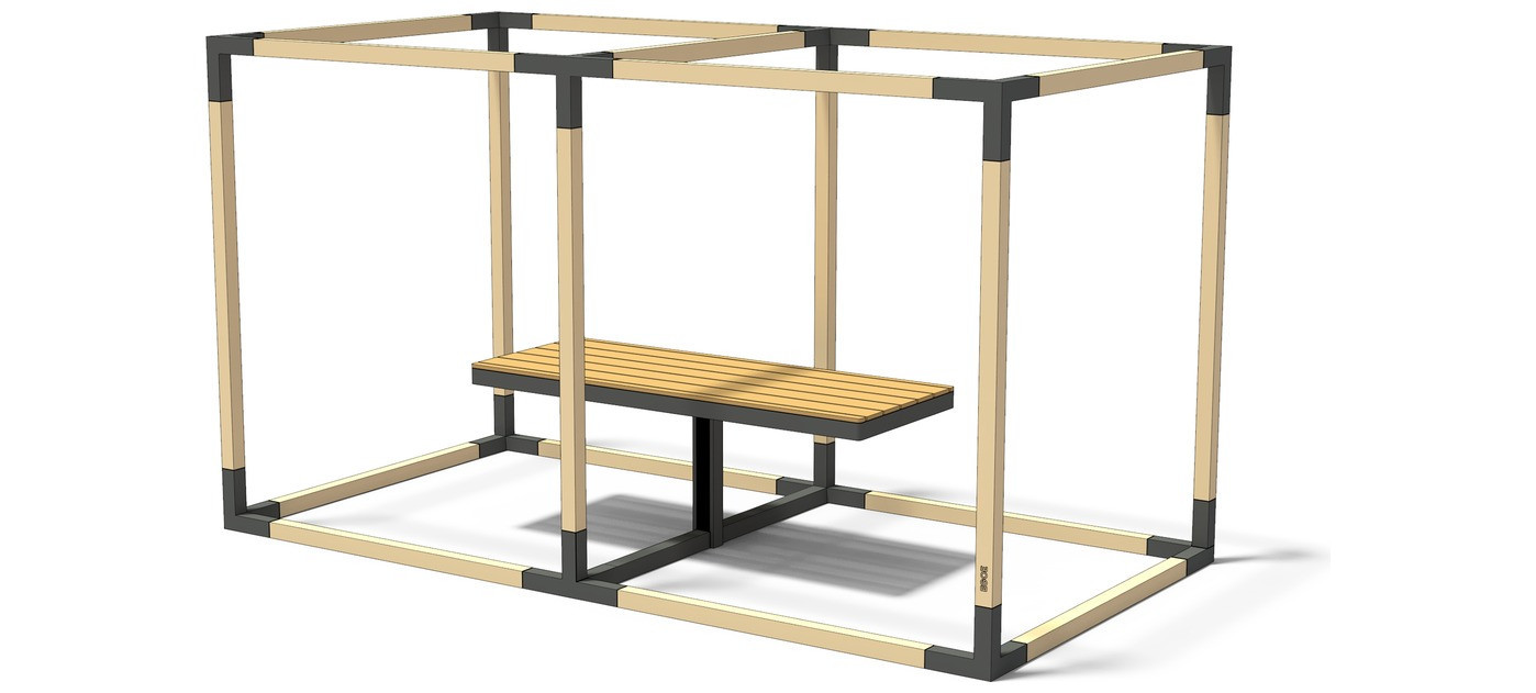 Egoe LEVA integrated table for double cube with plank table top