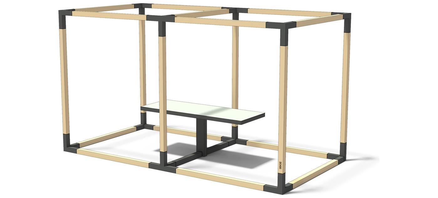 Egoe LEVA integrated table for double cube with HPL table top, HPL
