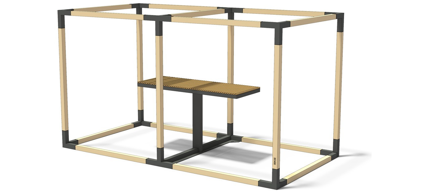 Egoe LEVA integrated bar table for double cube with slatted table top