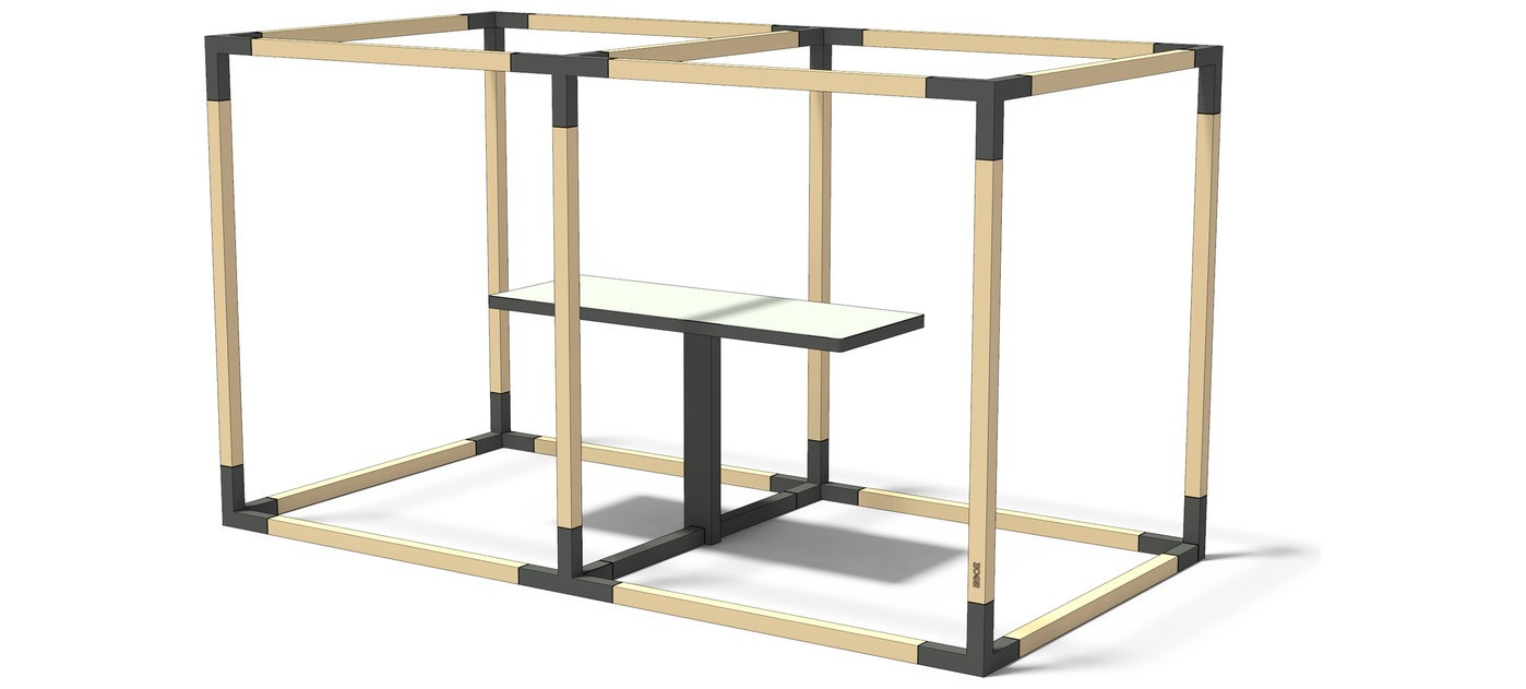 Egoe LEVA integrated bar table for double cube with HPL table top, HPL