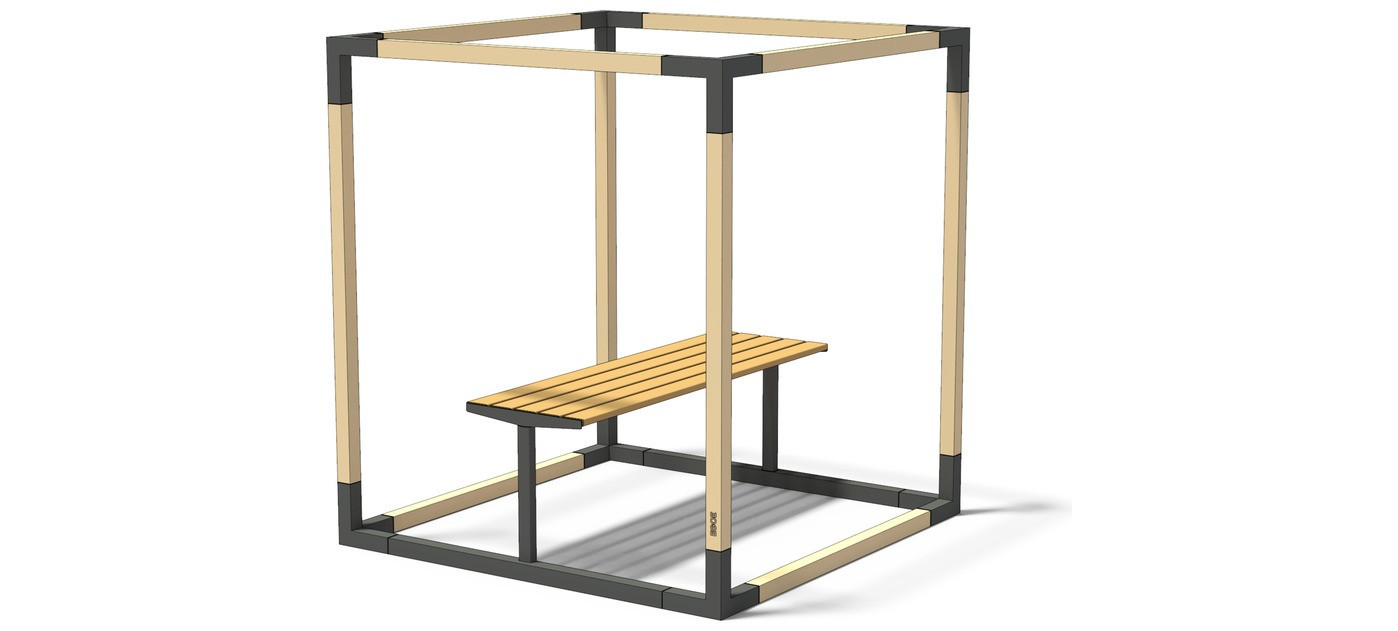 Egoe LEVA integrated bar table for single cube with plank table top