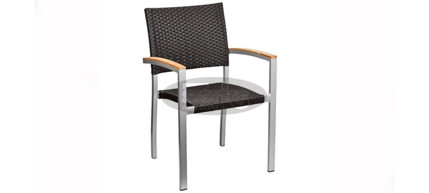 Mediterranea wicker stol z rokonasloni, barva: siva/črna