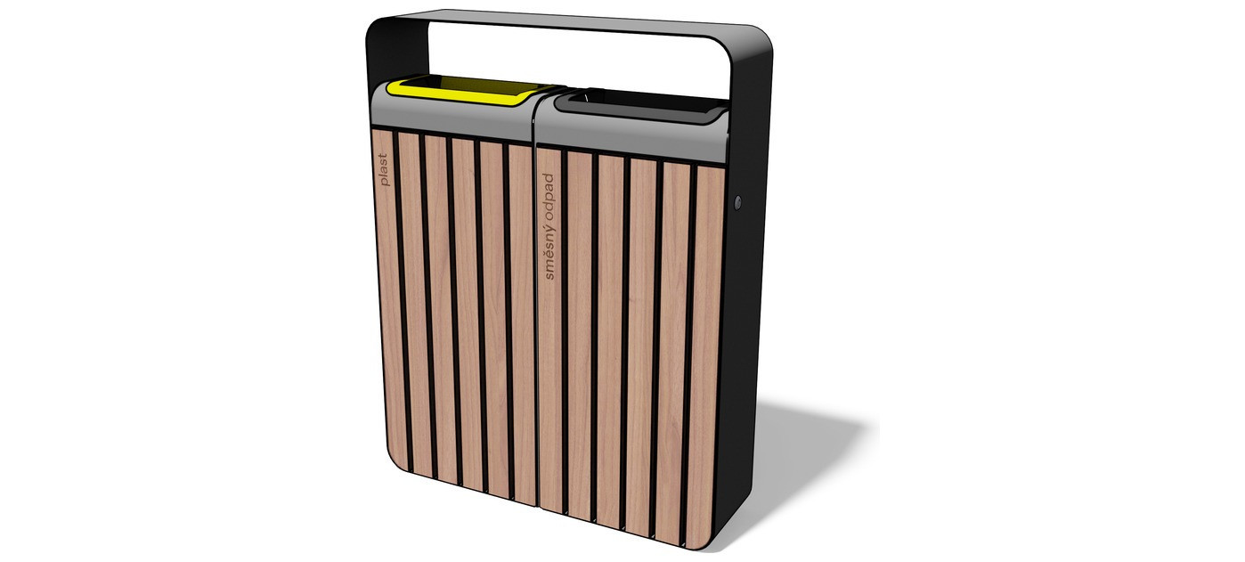 Egoe I litter bin for sorted waste with rain cover, 2x45l, I20-2011