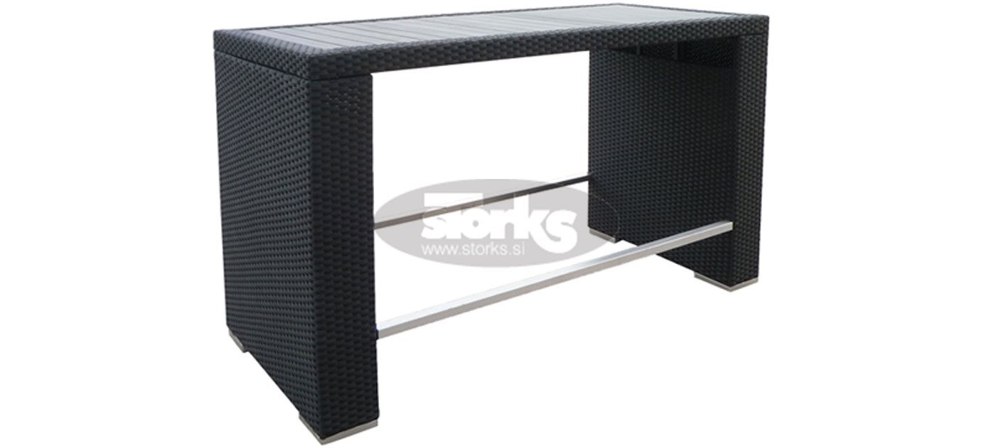 Ushape barska miza 70 x 160 cm, barva: črna