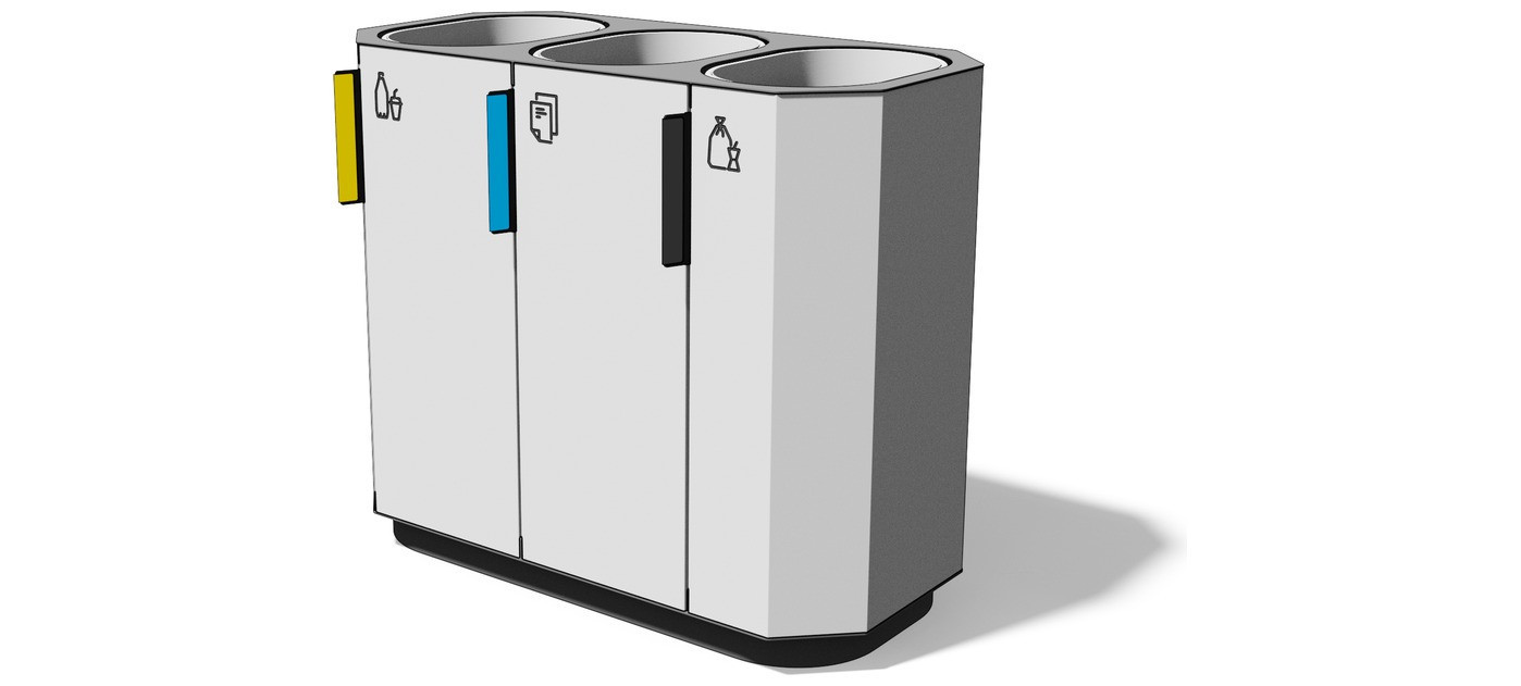 Egoe A litter bin for sorted waste, 3x61l, A20-8201