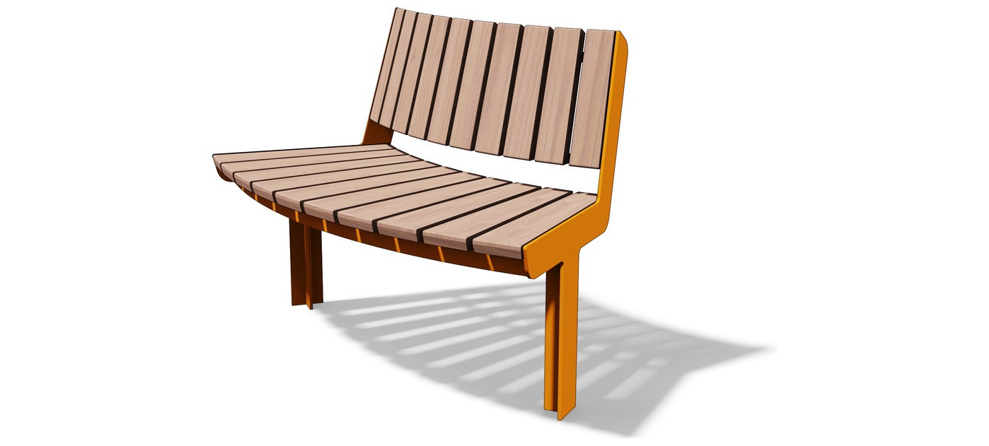 Egoe U ukrivljena klop z naslonjalom R1100 / 45°, U3-500