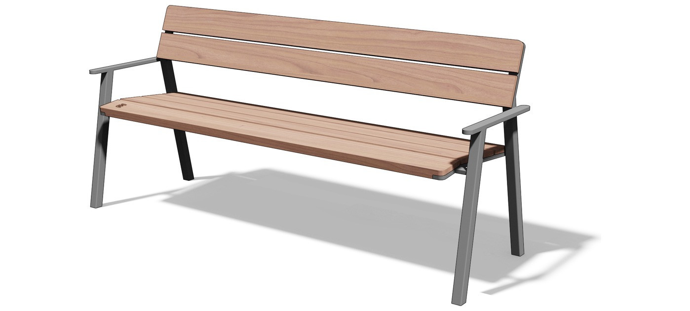 Egoe E bench with armrests, E2-156