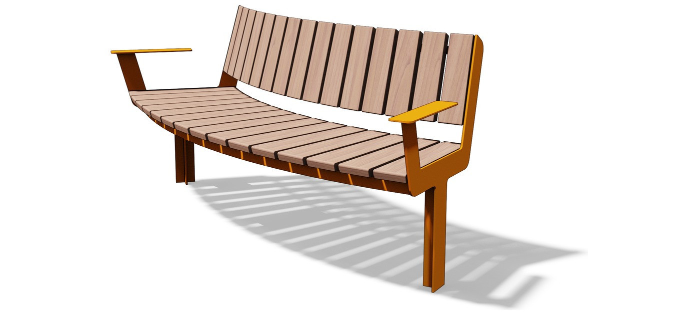 Egoe U curved bench with armrests R2000 / 30°, U3-610