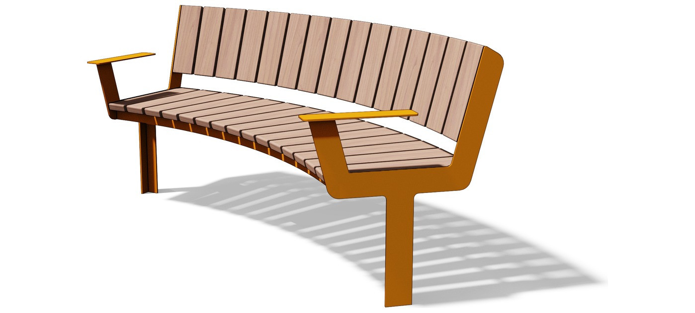 Egoe U curved bench with armrests R2000 / 30°, U3-660