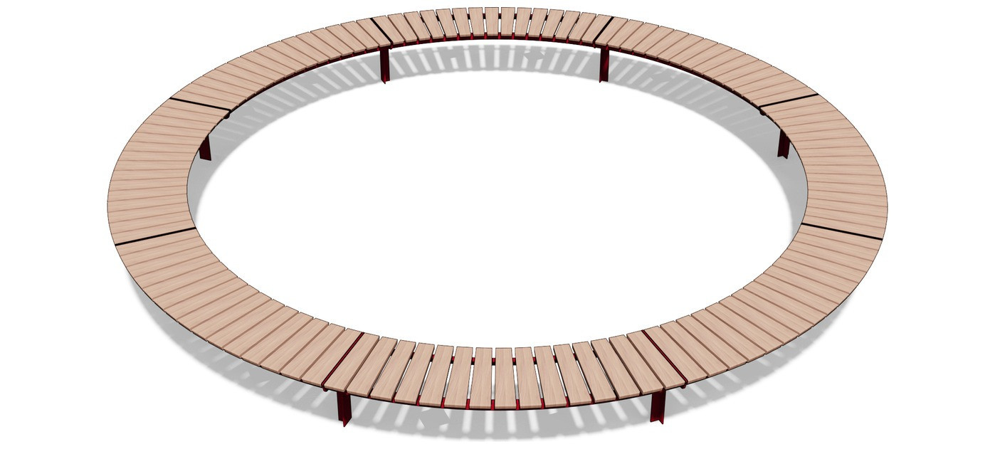 Egoe U gebogene Bank ohne Rückenlehne R2000 / 30°, U3-SETO3