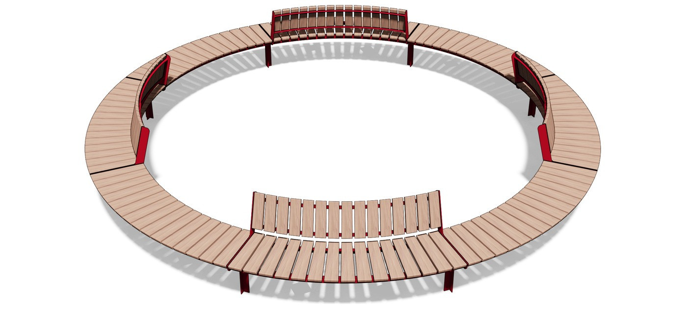 Egoe U gebogene Bank ohne Rückenlehne R2000 / 30°, U3-SETO4