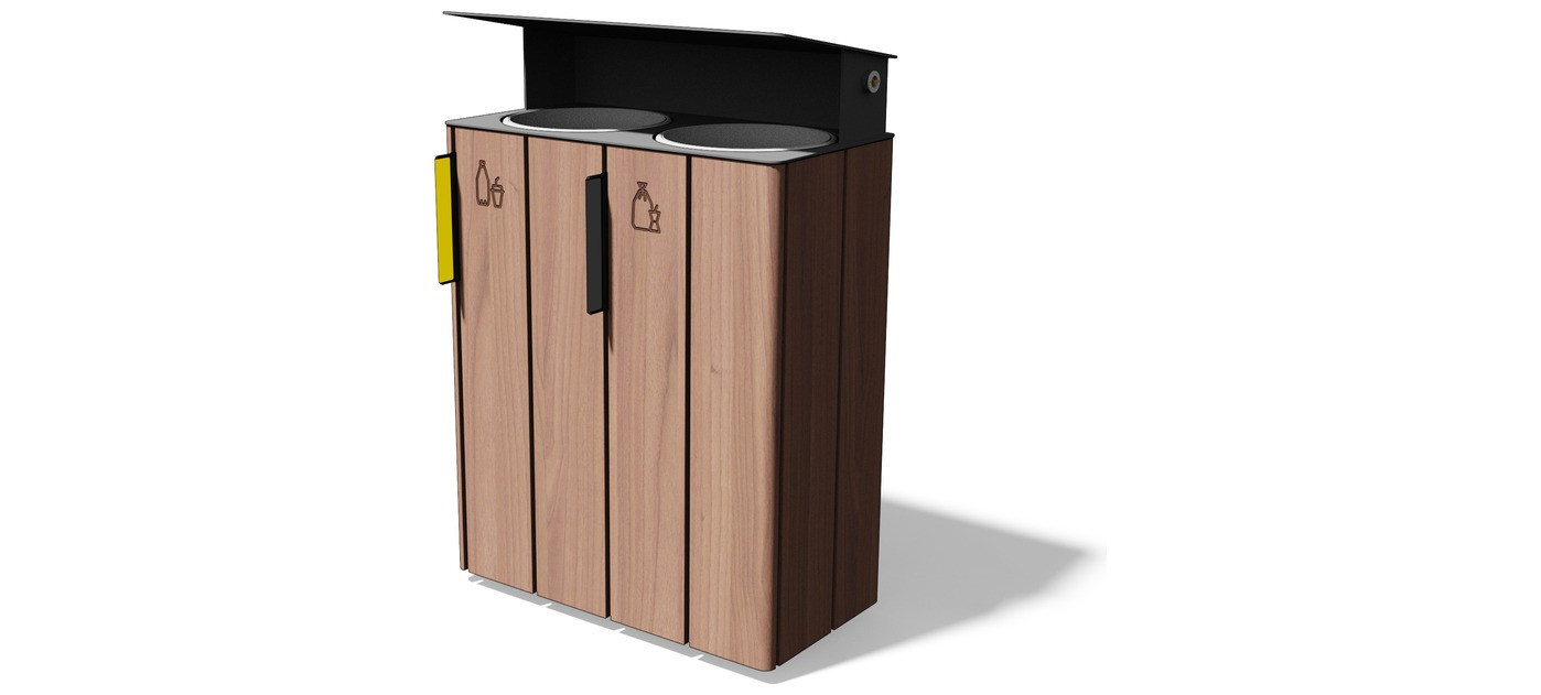 Egoe E koš za ločene odpadke s pokrovom proti dežju 2x38 l, E20-2111