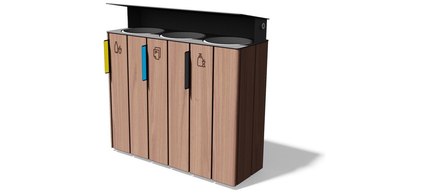 Egoe E koš za ločene odpadke s pokrovom proti dežju 3x38 l, E20-3111