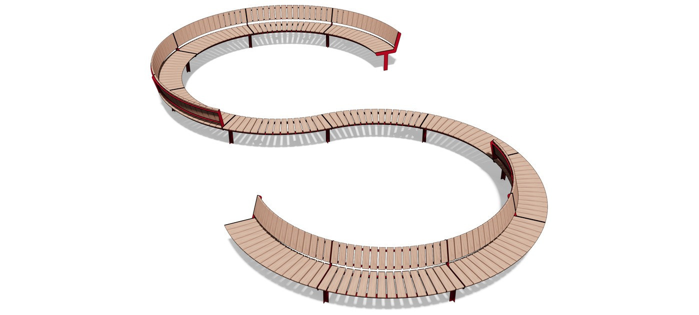 Egoe U curved bench - set, U3-SETS3