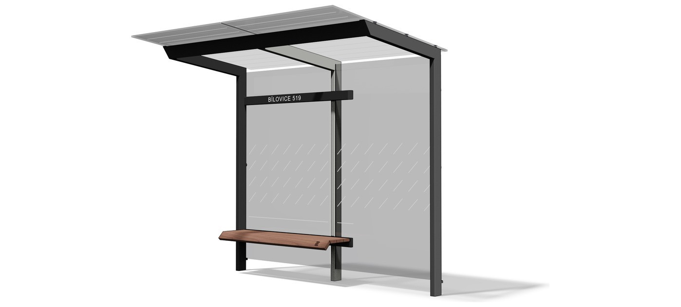 Egoe X Buswartehalle mit Glasdach 2,8 x 1,7 m, X1-200L-SS