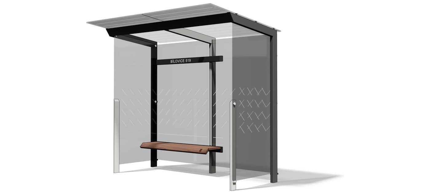Egoe X avtobusna nadstrešnica s stekleno streho 2,8 x 1,7 m, X1-210L-SS