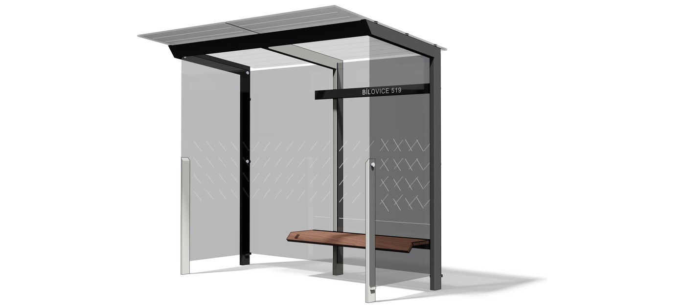 Egoe X avtobusna nadstrešnica s stekleno streho 2,8 x 1,7 m, X1-210R-SS