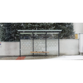 Egoe X bus stop shelter with glass roof 4,2 x 1,7 m, X1-300-SS, setting
