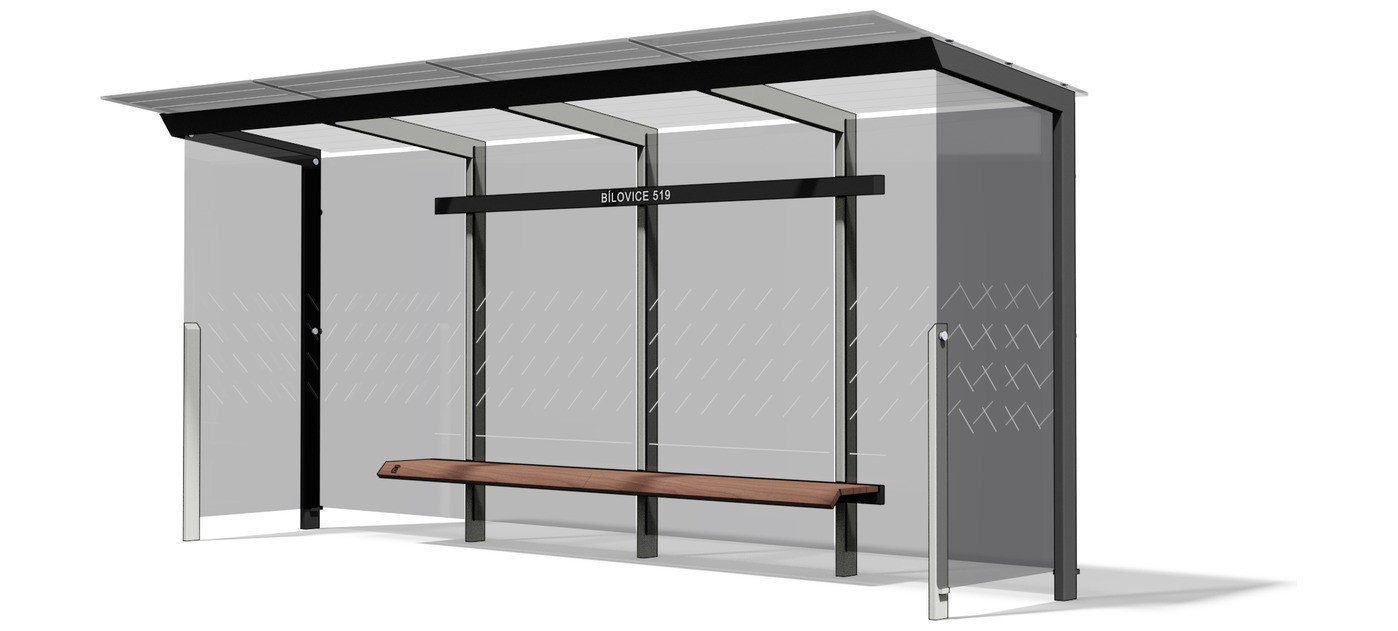 Egoe X avtobusna nadstrešnica s stekleno streho 5,5 x 1,7 m, X1-410-SS
