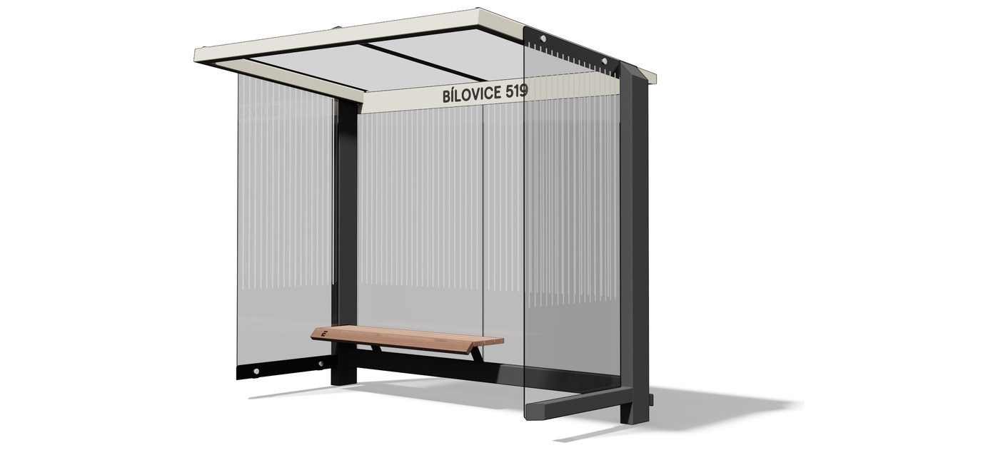 Egoe X bus stop shelter with glass roof 2,8 x 1,7 m, X2-210L-SS