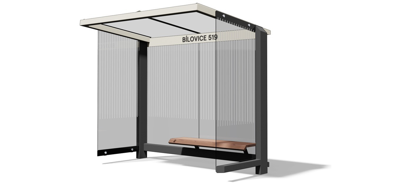 Egoe X bus stop shelter with glass roof 2,8 x 1,7 m, X2-210R-SS