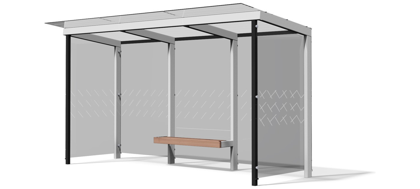 Egoe X avtobusna nadstrešnica s stekleno streho 4,2 x 1,7 m, X3-310-SS