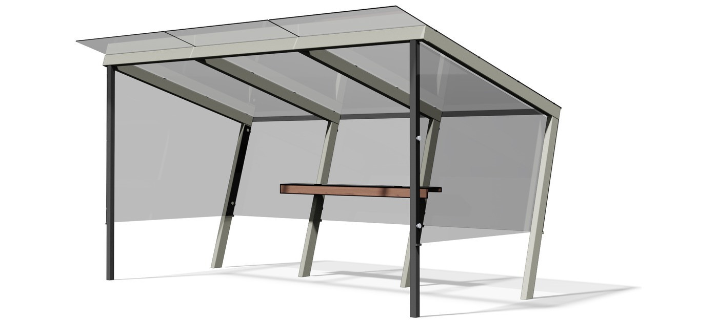 Egoe X nadstrešnica za pušače sa staklenim krovom 4,2 x 1,7 m, X3-S310-SS