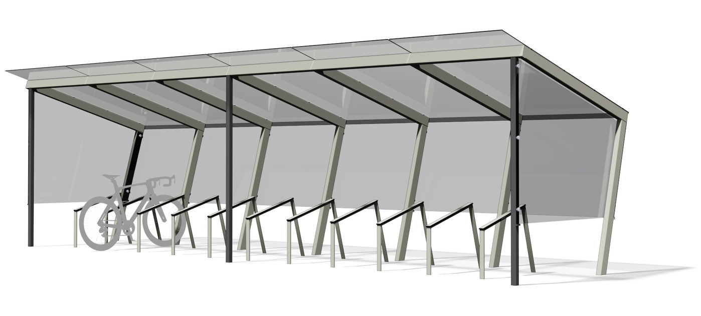 Egoe X Fahrradüberdachung 8,3 x 2,5 m (22 Fahrräder), X3-V610