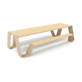 Extremis Hopper picnic table, wood, Beach beige (RAL1019)