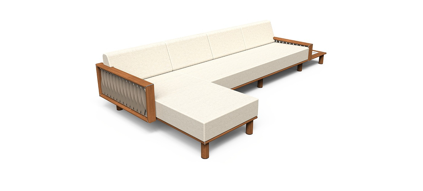 Tuuci Sail sofa s lijevim ležajem i desnim stolićem
