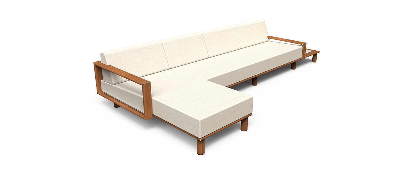 Tuuci Horizon divano con chaise longue sinistra e tavolino destro