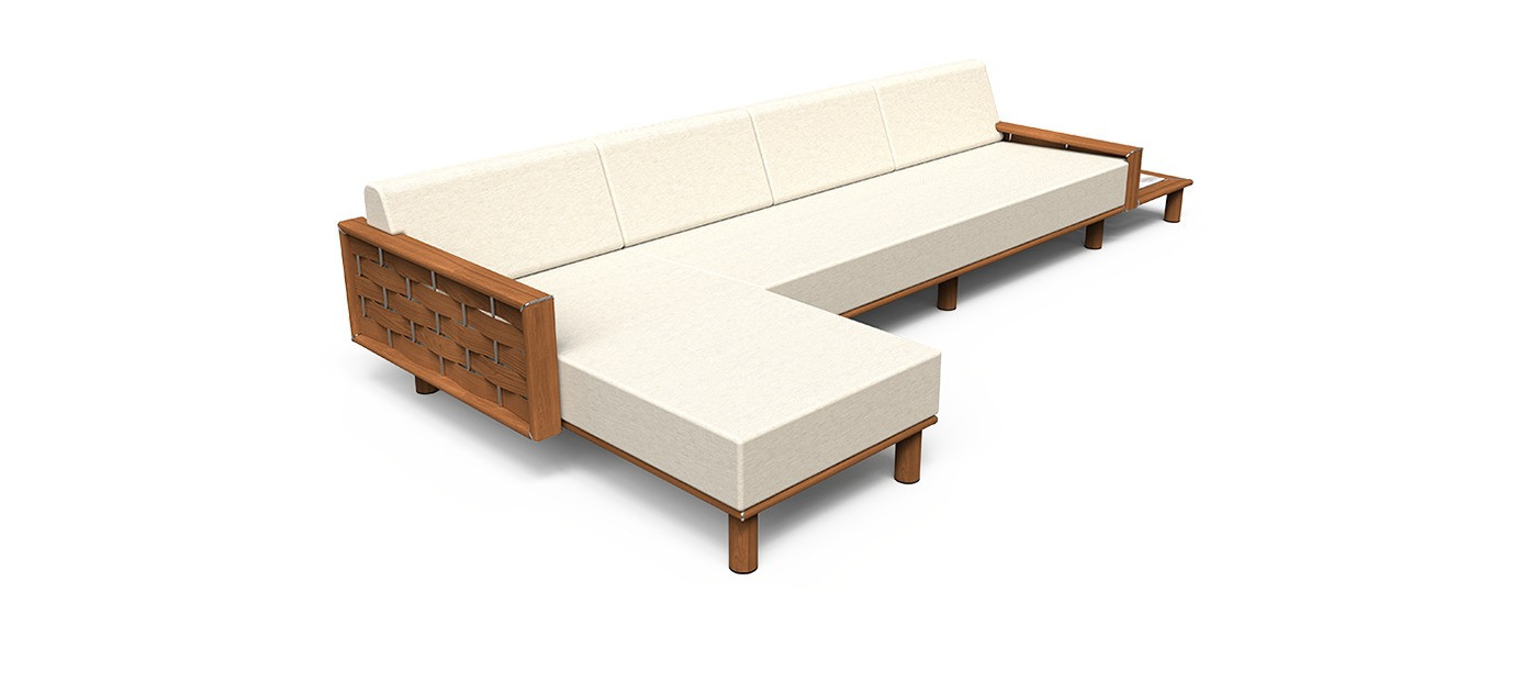 Tuuci Luma sofa s lijevim ležajem i desnim stolićem